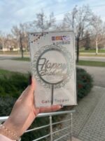 Топер в торт акриловий «Happy Birthday » вінтаж срібло - Зображення 2